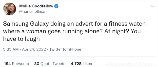 三星為女子獨(dú)自夜跑廣告道歉 被批“不切實(shí)際”(圖3) 三星為女子獨(dú)自夜跑廣告道歉 被批“不切實(shí)際”(圖3)