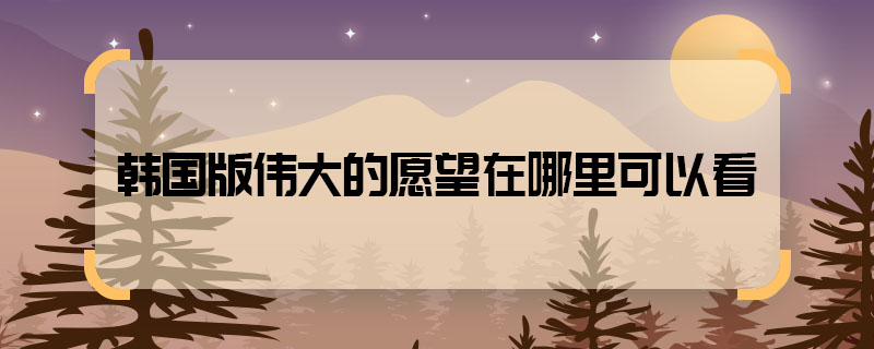 韓國(guó)版?zhèn)ゴ蟮脑竿谀睦锟梢钥?偉大的愿望在哪里播出